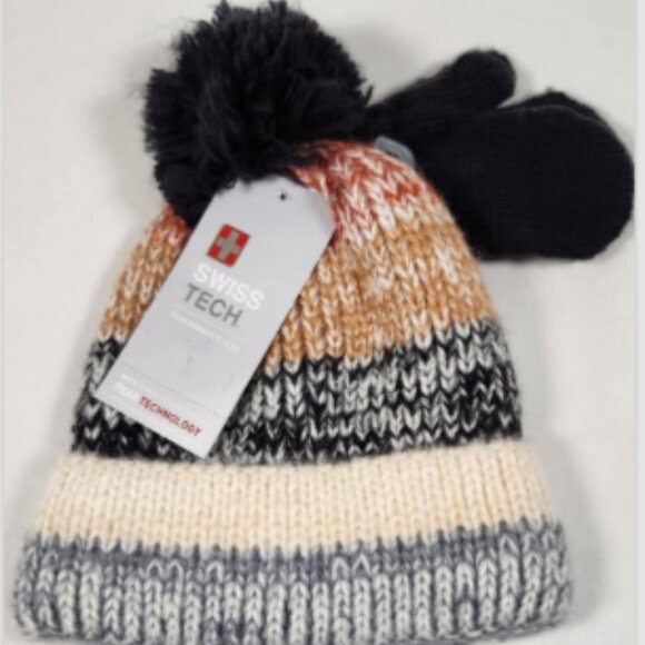 Swiss Tech Performance Guard Toddler Beanie & Mittens Set Light Brown 2T-5T - Picture 1 of 5